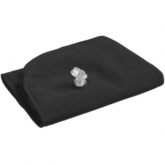 Надувная подушка под шею в чехле Sleep, черная фото 