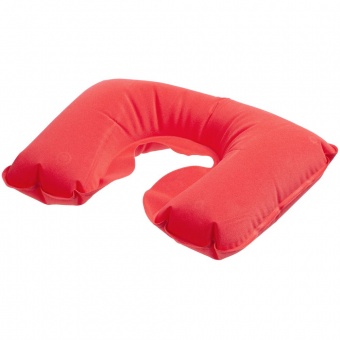 Надувная подушка под шею в чехле Sleep, красная фото 