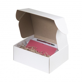 Подарочный набор в малой универсальной коробке, красный (спортбутылка, ежедневник, ручка) фото 
