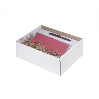 Подарочный набор в малой универсальной коробке, красный (спортбутылка, ежедневник, ручка) фото 