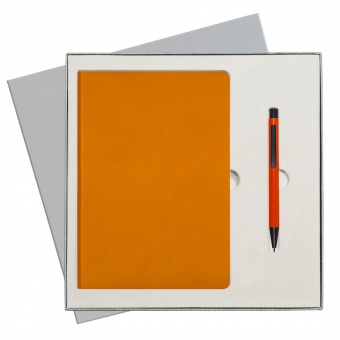 Подарочный набор Sky, оранжевый (ежедневник, ручка) беж. ложемент фото 