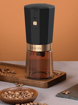 Портативная кофемолка Electric Coffee Grinder, черная с оранжевым фото 