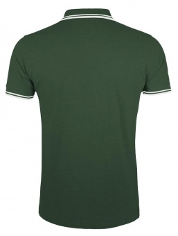 Рубашка поло мужская Pasadena Men 200 с контрастной отделкой, зеленая с белым фото 5