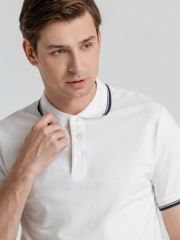 Рубашка поло мужская с контрастной отделкой Practice 270, белый/темно-синий фото 9