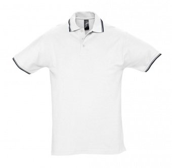 Рубашка поло мужская с контрастной отделкой Practice 270, белый/темно-синий фото 3