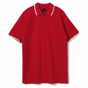 Рубашка поло мужская с контрастной отделкой Practice 270, красный/белый фото 8