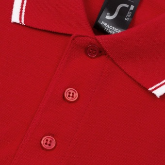 Рубашка поло мужская с контрастной отделкой Practice 270, красный/белый фото 10