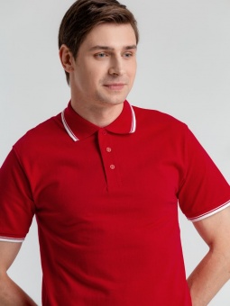 Рубашка поло мужская с контрастной отделкой Practice 270, красный/белый фото 12