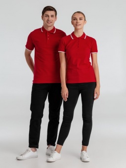 Рубашка поло мужская с контрастной отделкой Practice 270, красный/белый фото 13