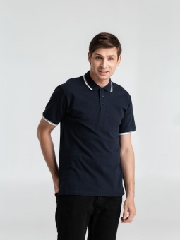 Рубашка поло мужская с контрастной отделкой Practice 270, темно-синий/белый фото 7