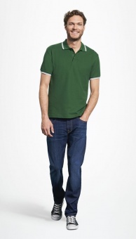 Рубашка поло мужская с контрастной отделкой Practice 270, зеленый/белый фото 3