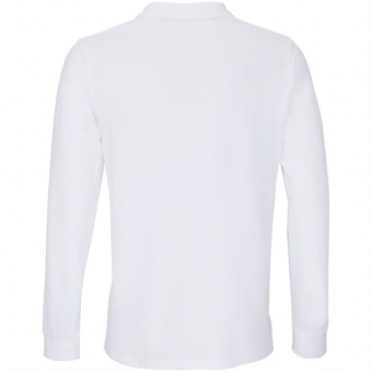 Рубашка поло унисекс с длинным рукавом Planet LSL, белая фото 6