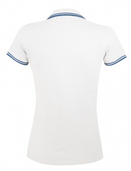 Рубашка поло женская Pasadena Women 200 с контрастной отделкой, белая с голубым фото 3