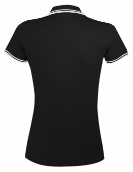 Рубашка поло женская Pasadena Women 200 с контрастной отделкой, черная с белым фото 8
