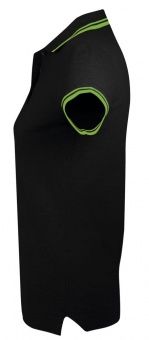 Рубашка поло женская Pasadena Women 200 с контрастной отделкой, черная с зеленым фото 8