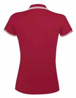 Рубашка поло женская Pasadena Women 200 с контрастной отделкой, красная с белым фото 7