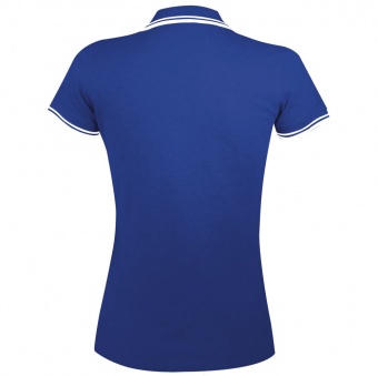 Рубашка поло женская Pasadena Women 200 с контрастной отделкой, ярко-синяя с белым фото 5