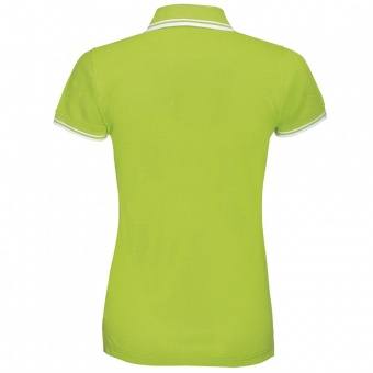 Рубашка поло женская Pasadena Women 200 с контрастной отделкой, зеленый лайм с белым фото 3