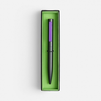 Ручка шариковая Inkolor в футляре, черная с фиолетовым фото 
