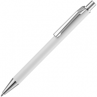 Ручка шариковая Lobby Soft Touch Chrome, белая фото 