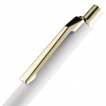 Ручка шариковая Lobby Soft Touch Gold, белая фото 