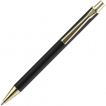 Ручка шариковая Lobby Soft Touch Gold, черная фото 