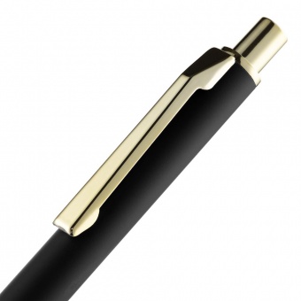 Ручка шариковая Lobby Soft Touch Gold, черная фото 