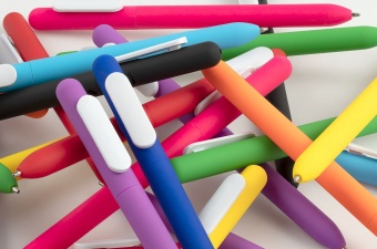 Ручка шариковая Swiper Soft Touch, голубая с белым фото 