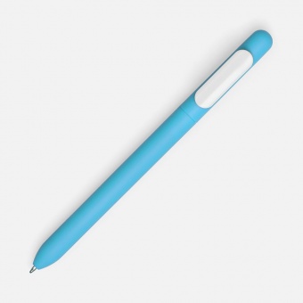 Ручка шариковая Swiper Soft Touch, голубая с белым фото 