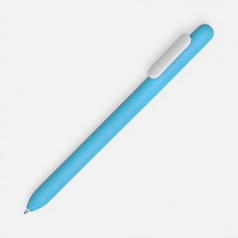 Ручка шариковая Swiper Soft Touch, голубая с белым фото 