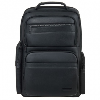 Рюкзак для ноутбука Santiago с кожаной отделкой, черный фото 