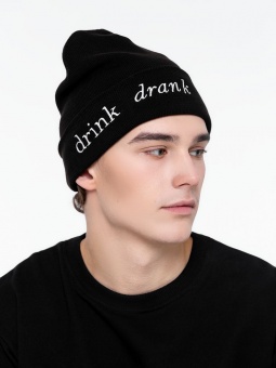 Шапка с вышивкой Drunk, черная фото 