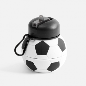 Складная бутылка для воды Football Flex, белая с черным фото 