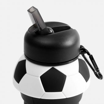 Складная бутылка для воды Football Flex, белая с черным фото 