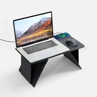 Складной стол для ноутбука с беспроводной зарядкой Kickstand Table, серый фото 