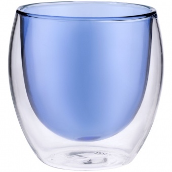 Стакан с двойными стенками Glass Bubble, синий фото 