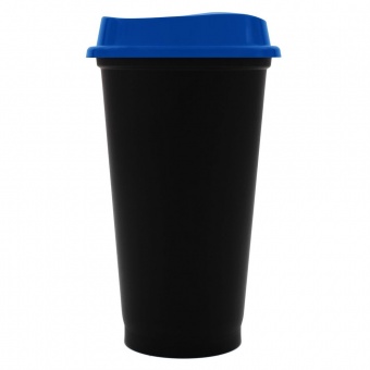 Стакан с крышкой Color Cap Black, черный с синим фото 