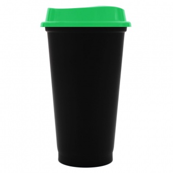 Стакан с крышкой Color Cap Black, черный с зеленым фото 