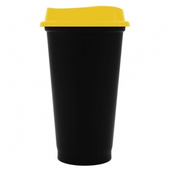 Стакан с крышкой Color Cap Black, черный с желтым фото 