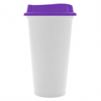 Стакан с крышкой Color Cap White, белый с фиолетовым фото 