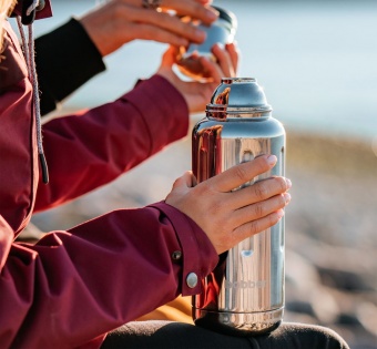 Термос Flask 1000, вакуумный, стальной зеркальный фото 