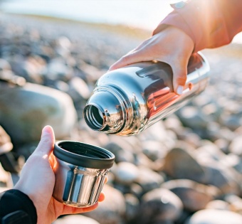 Термос Flask 1000, вакуумный, стальной зеркальный фото 