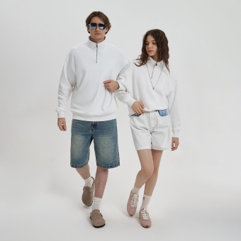 Толстовка на молнии унисекс FLOW, белая, размер 3XL/4XL фото 