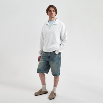 Толстовка на молнии унисекс FLOW, белая, размер 3XL/4XL фото 