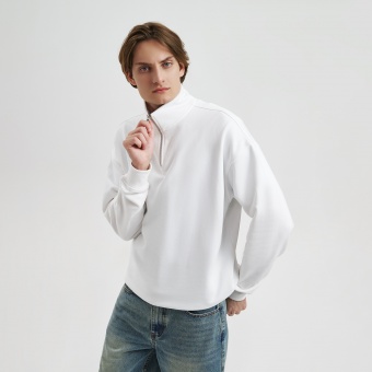 Толстовка на молнии унисекс FLOW, белая, размер XL/2XL фото 