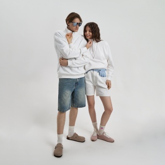 Толстовка на молнии унисекс FLOW, белая, размер XL/2XL фото 