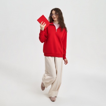 Толстовка на молнии унисекс FLOW, красная, размер 3XL/4XL фото 
