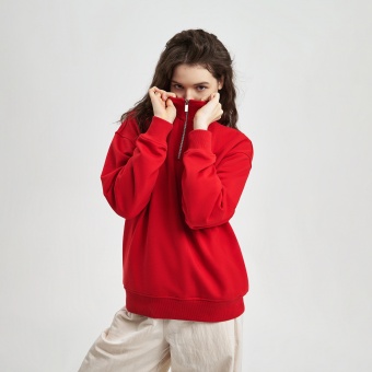 Толстовка на молнии унисекс FLOW, красная, размер 3XL/4XL фото 