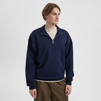 Толстовка на молнии унисекс FLOW, темно-синяя, размер 3XL/4XL фото 