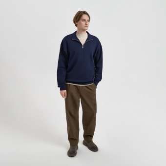 Толстовка на молнии унисекс FLOW, темно-синяя, размер 3XL/4XL фото 